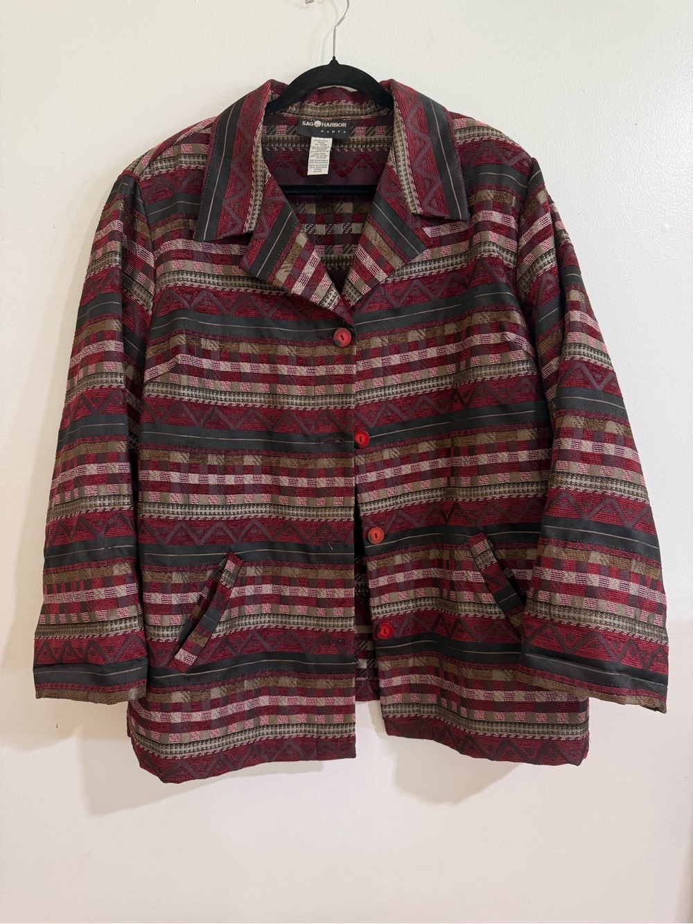 VTG Sag Harbor Tapestry Aztec Southwestern Blazer Jacket 20W